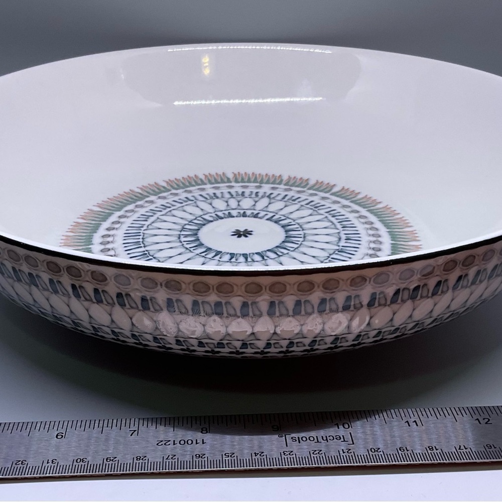 Signature White and Blue Patterned Serving Bowl NWOT